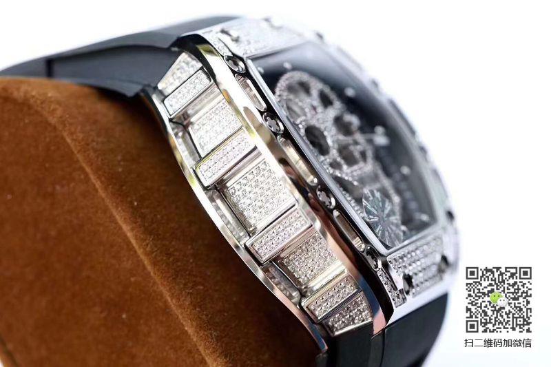 Z厂一比一精仿理查德．米勒RM052满钻镂空骷髅头腕表关于手表价格_多少钱_报价-实名表业高仿手表商城