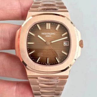 【百达翡丽5711/1R-001】PF厂一比一高仿百达翡丽PATEK PHILIPPE 运动系列NAUTILUS 5711/1R-001，18K玫瑰金，棕面，自动上链机械钢带男士价格_多少钱_报价-实名表业高仿手表商城