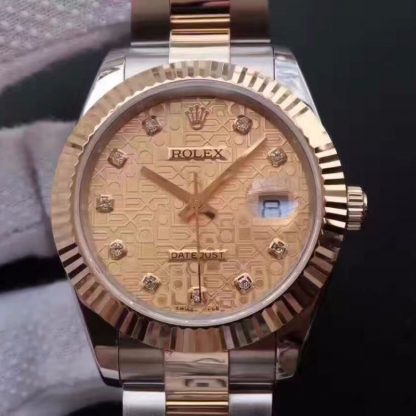 【劳力士126333】一比一高仿Rolex 劳力士 Datejust 日志型系列126333黄金钢牙圈金面电脑纹镶钻刻度男表 带夜光价格_多少钱_报价-实名表业高仿手表商城