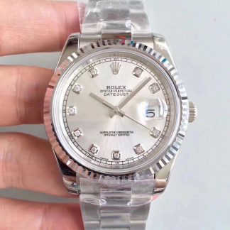 【劳力士116334】EW厂一比一高仿Rolex 劳力士 Datejust 日志型系列116334白金钢牙圈白面镶钻刻度男表 带夜光价格_多少钱_报价-实名表业高仿手表商城