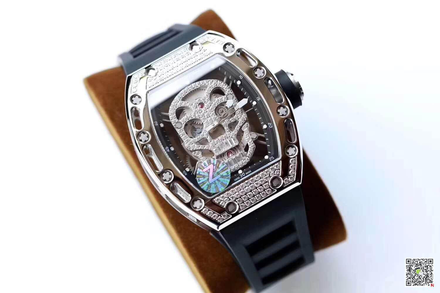 Z厂一比一精仿理查德．米勒RM052满钻镂空骷髅头腕表关于手表价格_多少 
