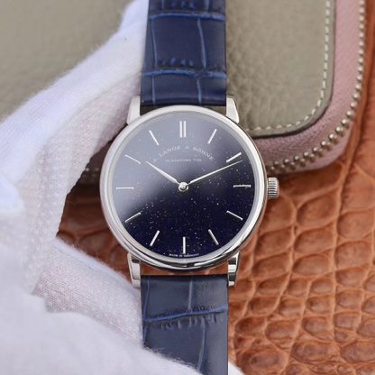 朗格SAXONIA THIN蓝面白金男表205.086 【SV厂出品】朗格SAXONIA系列 自动机械男表价格_多少钱_报价-实名表业高仿手表商城