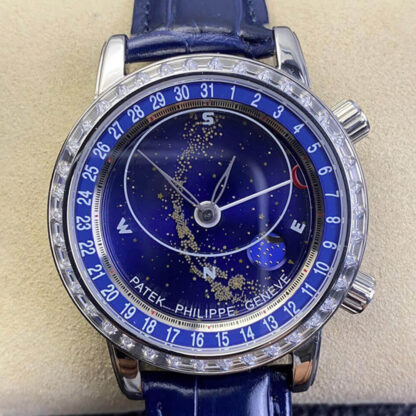 AI厂百达翡丽6104G-001,复刻百达翡丽Patek Philippe Sky Moon梦幻星空系列6104G-001蓝盘男表价格_多少钱_报价-实名表业高仿手表商城