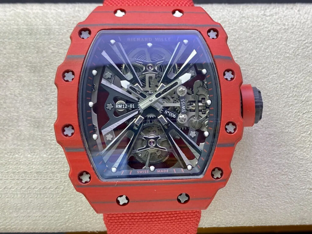 Rm厂理查德·米勒rm12 01红色碳纤维表壳复刻理查德·米勒rm12 01陀飞轮红色碳纤维表壳男表价格多少钱报价 实名表业高仿手表商城 