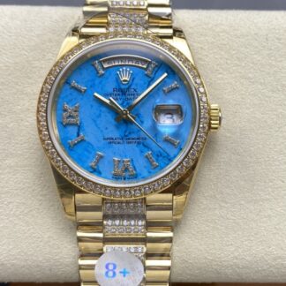 8 Factory Rolex Day Date Model M128348Rbr 0038 With Diamond Hour Markers — Replica