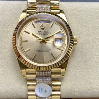 8 Factory Rolex Day Date M128238 0046 Blue Crystal Watch Mirror — Replica