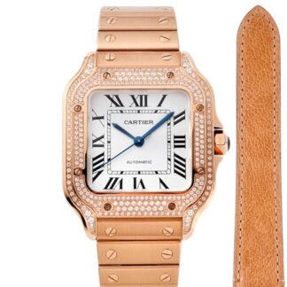 Bv Factory Cartier Santos Wjsa0012 Diamond Set Case — Replica