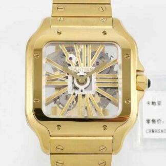 AF厂卡地亚WHSA0042,复刻卡地亚山度士WHSA0042金色表壳男表价格_多少钱_报价-实名表业高仿手表商城