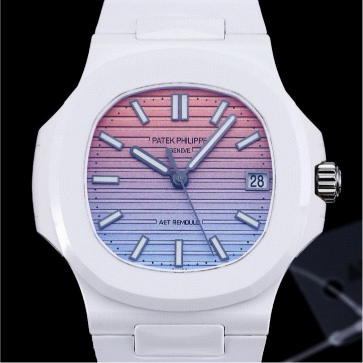 AET厂百达翡丽5711,复刻百达翡丽鹦鹉螺5711白色陶瓷表壳男表价格_多少钱_报价-实名表业高仿手表商城