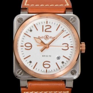 BR厂柏莱士BR03A-WH-STPG-SCA,复刻柏莱士Instruments系列BR03A-WH-STPG-SCA小牛皮表带男表价格_多少钱_报价-实名表业高仿手表商城